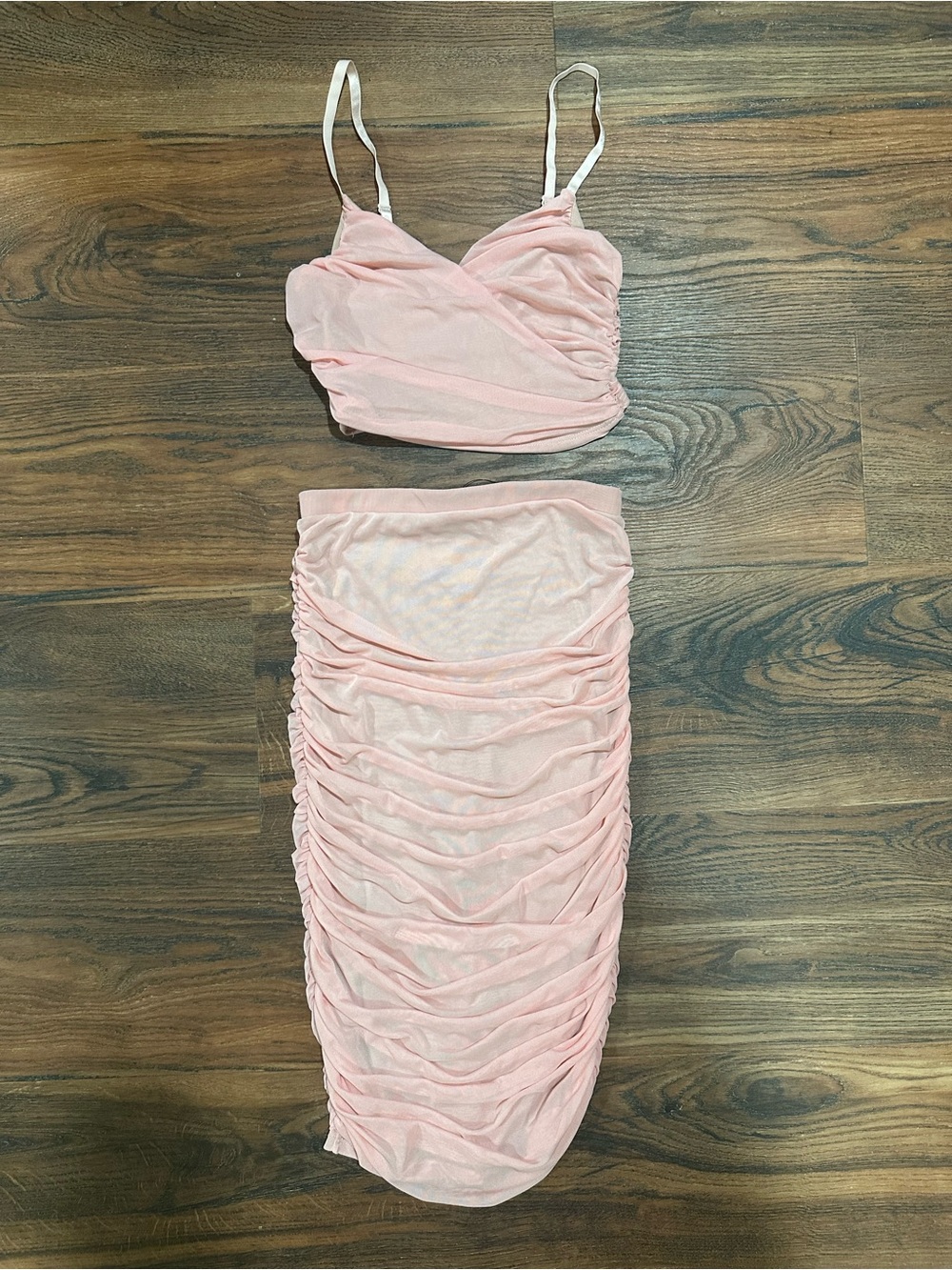 Pink 2 Piece Bandage Top and Pencil Skirt